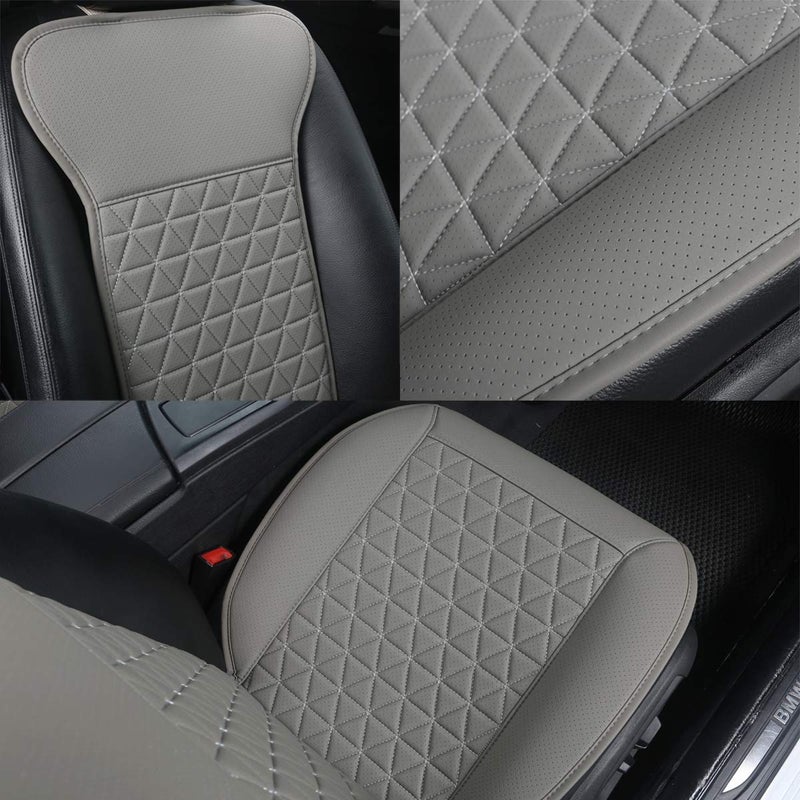 Black Panther 1 Pair Luxury PU Car Seat Covers Protectors for Front Seats, with Partial Backrest Coverage (Middle Part Only), Triangle Pattern, Compatible with 95% Cars - Grey - Image 5